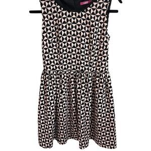 Lagogo Black Pink Geometric Sleeveless Fit & Flare Dress Size 8 Beaded Collar